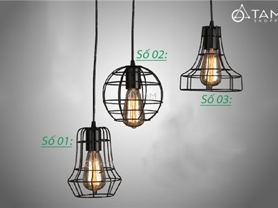 Đèn thả trần khung sắt đơn giản